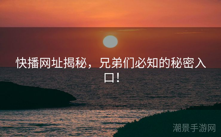 快播网址揭秘，兄弟们必知的秘密入口！