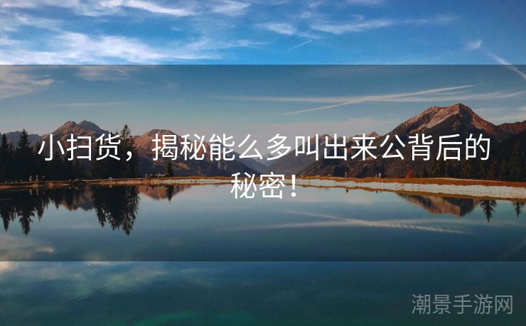 小扫货，揭秘能么多叫出来公背后的秘密！