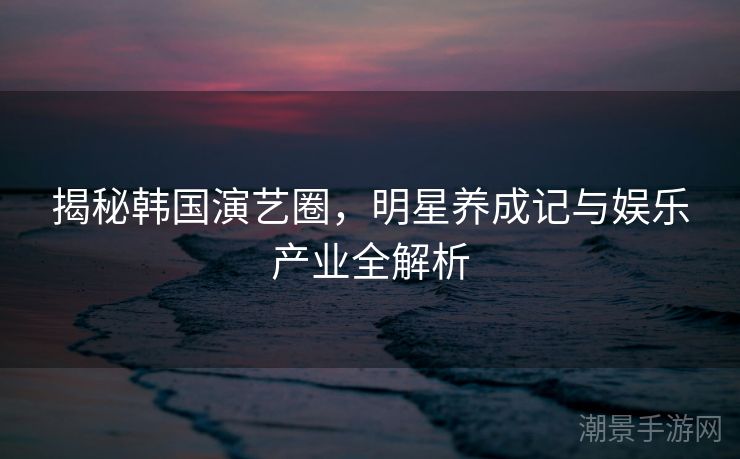 揭秘韩国演艺圈，明星养成记与娱乐产业全解析