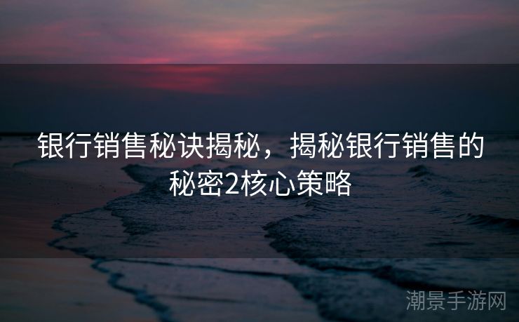 银行销售秘诀揭秘，揭秘银行销售的秘密2核心策略