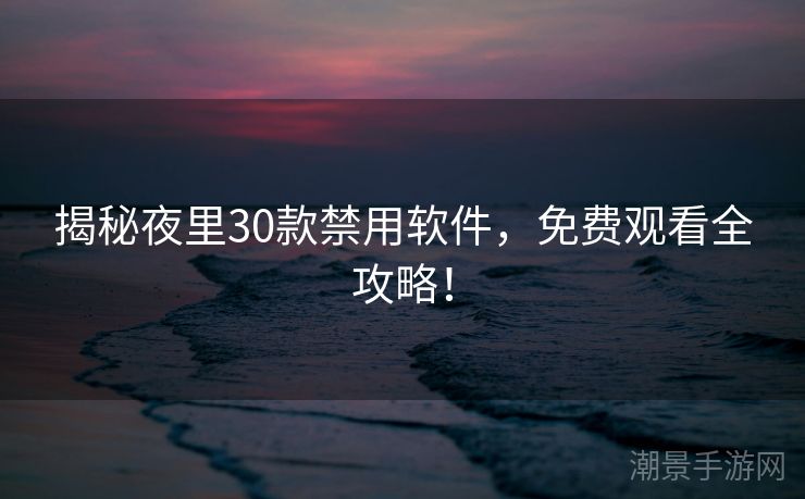 揭秘夜里30款禁用软件，免费观看全攻略！