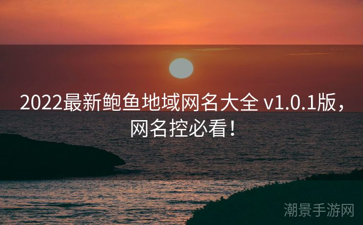 2022最新鲍鱼地域网名大全 v1.0.1版，网名控必看！